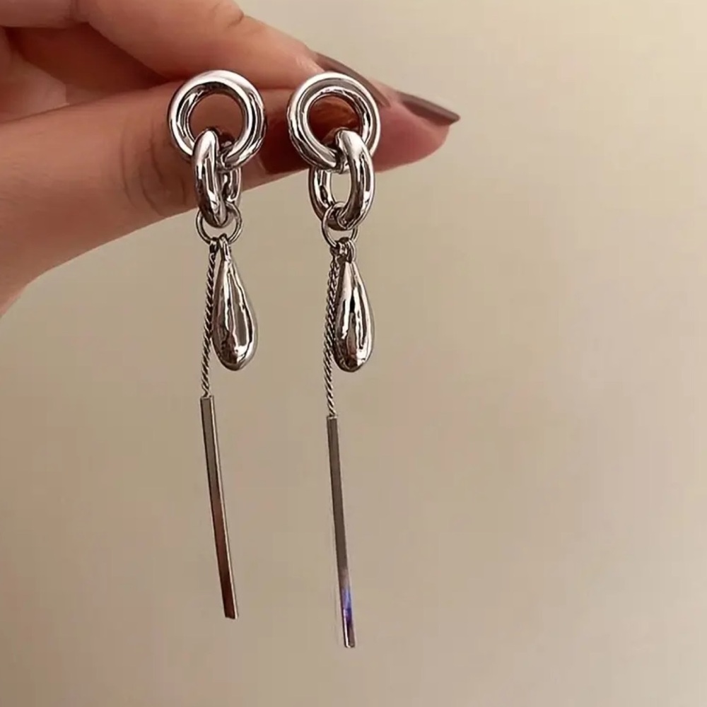 NWOT Elegant Silver Drop Earrings